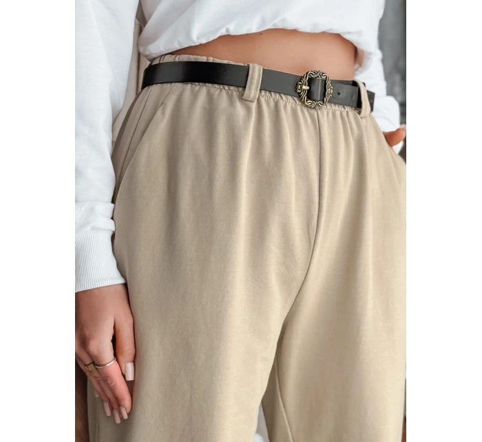 Dámské kalhoty chinos s páskem TAILANDI latte FashionStreet UY2549