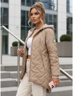 Dámská přechodná prošívaná bunda s prodlouženým střihem béžová TY5612 Dámská přechodná prošívaná bunda s prodlouženým střihem béžová TY5612
