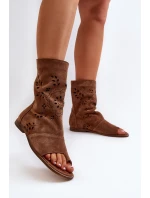 Zazoo Dámské Semišové Sandály S Na Zip Hnědé model 21652430 - Boto Zazoo Dámské Semišové Sandály S Na Zip Hnědé model 21652430 - Boto