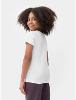 Dívčí tričko s potiskem 4FJSS23TTSHF388-10S bílé - 4F