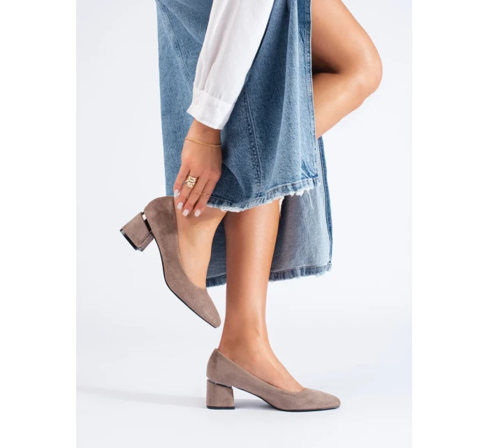 Trendy lodičky dámské hnědé na širokém podpatku Trendy lodičky dámské hnědé na širokém podpatku