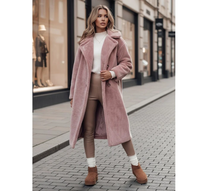 Dámský zimní kabát LUXERII dlouhý kožich růžový FashionStreet TY4689z