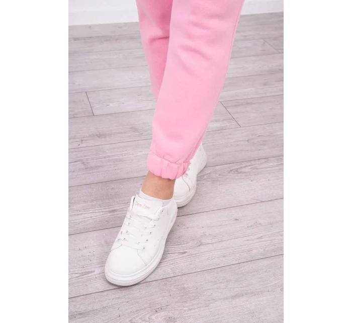 Zateplený set s mikinou s kapucí světle růžový