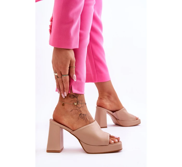 Kožené vysoké podpatky béžové Livesa Kožené vysoké podpatky béžové Livesa