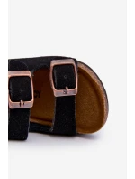 Dětské sandálky na korkové platformě se suchým zipem Černé Rorria