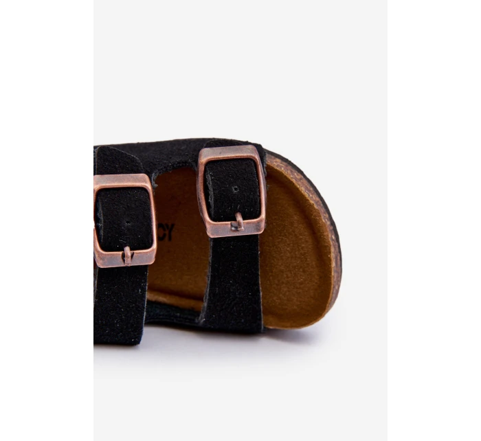 Dětské sandálky na korkové platformě se suchým zipem Černé Rorria