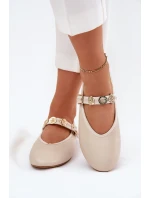 Dámské Baletky S Páskem A Zlatými Přezkami Béžové model 21699396 - Boto