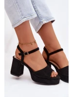 Dámské sandály na podpatku z eko semiše Černé Iserelle