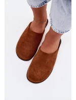 Dámské ploché sandály z eko semiše Camel model 21960869 - Boto