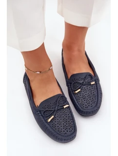 Dámské mokasíny s perforovaným vzorem a šněrováním Mirisa – granátové