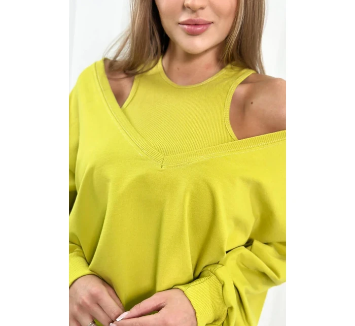 3-dílný set halenka + top + legíny kiwi