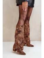 Dámské Kozačky Na Podpatku Kolena Leopardí Hnědé model 21679655 - Boto