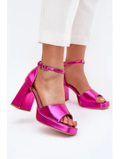 Lakovane Dámské Sandály Na Podpatku Fuchsie Marila