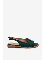 Dámské sandály na ploché podrážce s ozdobným detailem S.Barski KV61-6015 Zelené