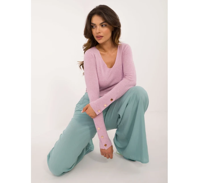 Sweter AT SW model 20493466 jasny fioletowy - FPrice Sweter AT SW model 20493466 jasny fioletowy - FPrice