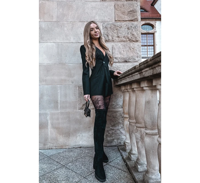 Dámské nadkolenní kozačky Tahlina na sloupku – černé Dámské nadkolenní kozačky Tahlina na sloupku – černé