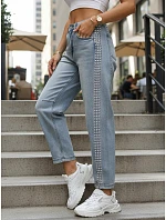 Dámské džíny balonového střihu s ozdobnými nýty modré UY2983