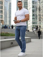 Pánské úzké džínové kalhoty s páskem modré FashionStreet UX4490