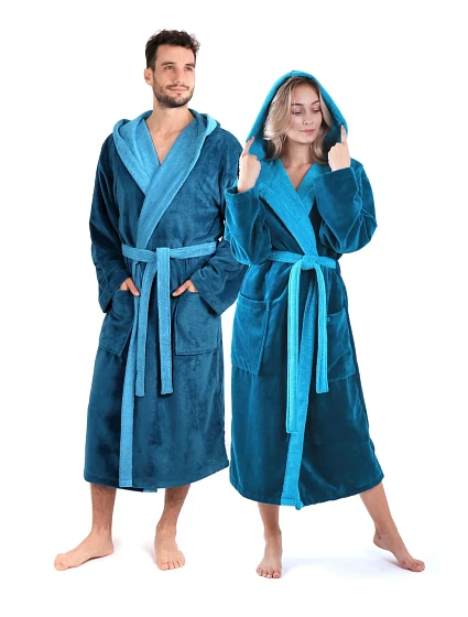 Unisex župan Tampa duo s kapucí 3959 petrolejová - Vestis Unisex župan Tampa duo s kapucí 3959 petrolejová - Vestis