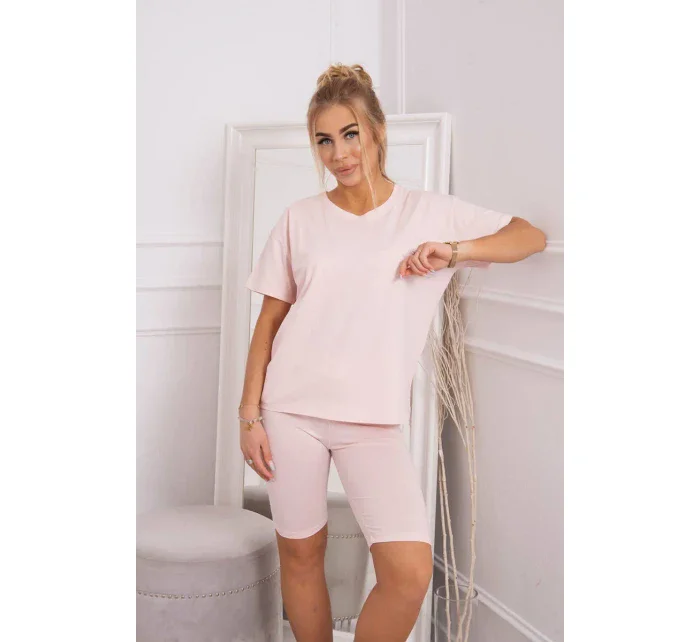 Souprava top+legíny pudrově růžová