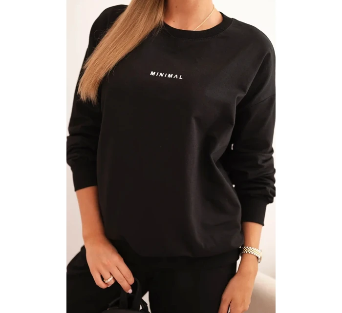 Dámská bavlněná souprava s potiskem Minimal černý Dámská bavlněná souprava s potiskem Minimal černý