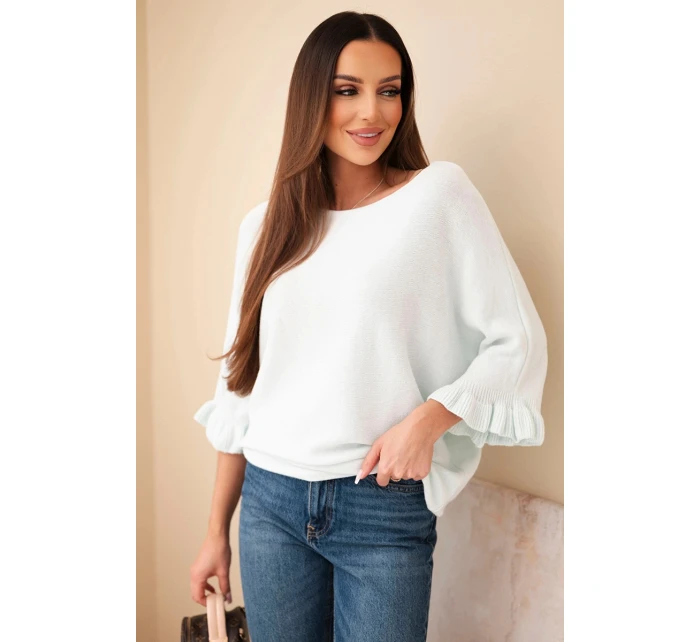 Dámský svetr typu model 21949270 s kulatým výstřihem mátový - K-Fashion