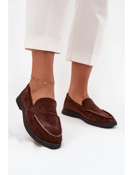 Dámské mokasiny z eko semiše čokoládové model 21714958 - Boto