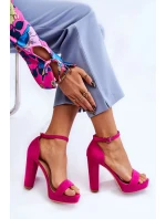 Semišové Sandály Na Podpatku Fuchsie Spectacular