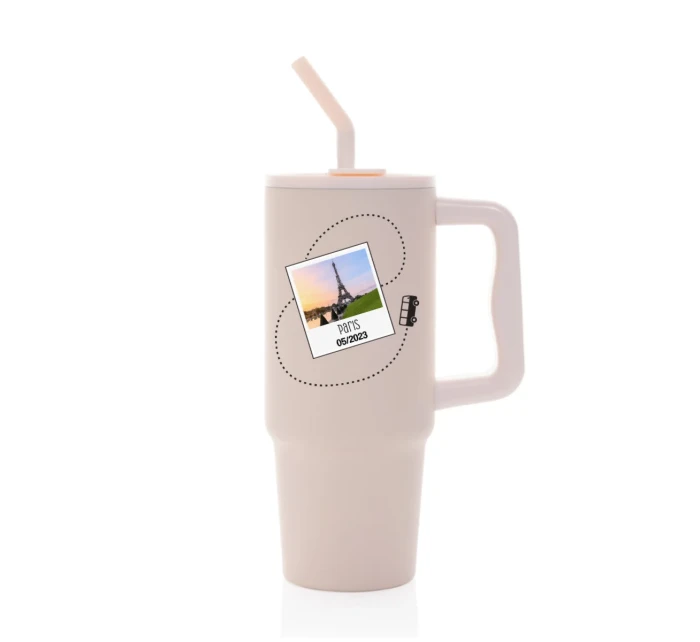 Vlastní text na cestovatelskou termosku s barevným víčkem