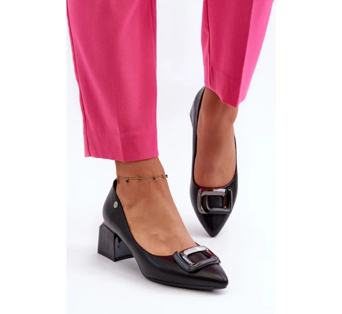 Dámské lodičky na podpatku model 20527818 Černá - VINCEZA