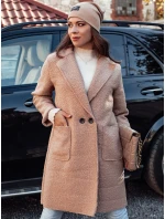 Dámský oversize dlouhý kabát z kůže béžový Dstreet model 21981938 - FashionStreet