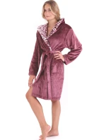 Dámský župan Flora s kapucí 4856 4853 krátký mauve wine - Vestis