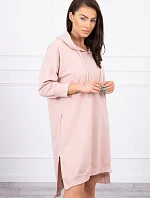 Šaty s kapucí a delšími zády tmavě pudrově růžové