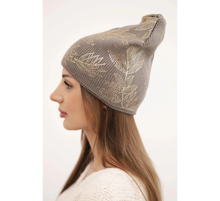 Dámská zimní čepice z vlny s dvojitým lemem oranžová model 21876045 - K-Fashion