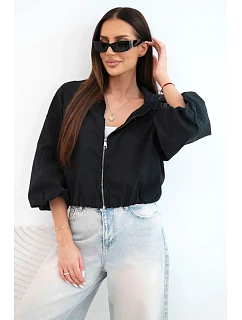 Dámská bavlněná bomber bunda na zip černá