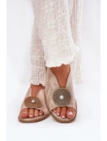 Lesklé Dámské Sandály S Dekorativním Detailem S.Barski KV51-012 Růžové Zlato