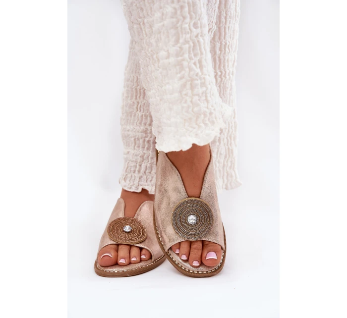 Lesklé Dámské Sandály S Dekorativním Detailem S.Barski KV51-012 Růžové Zlato