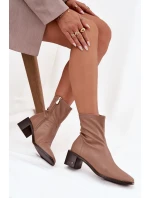 Dámské kotníkové boty na podpatku Vinceza 23-10791 Béžové