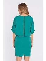 šaty s rozparkem na zádech tyrkysové model 22040517 - Moe