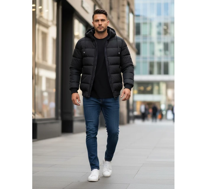 Pánská prošívaná zimní bunda s kapucí černá Dstreet TX5094
