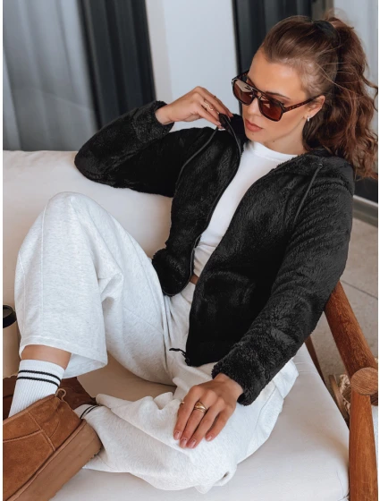 Dámská mikina s kapucí černá FashionStreet BY1556 Dámská mikina s kapucí černá FashionStreet BY1556