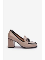 Dámské polobotky na podpatku béžové D&A model 21655949 - S.Barski