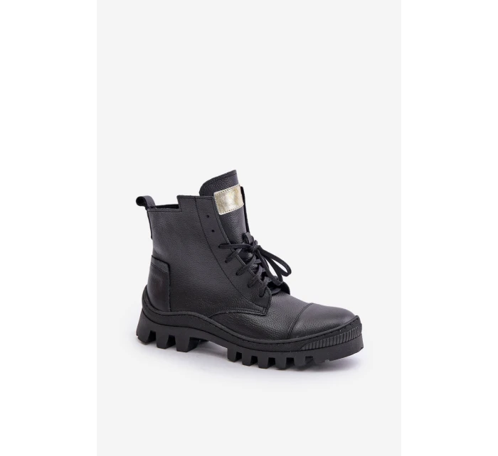 model 21670916 Dámské Botky Z Přírodní Kůže Černé - Zazoo