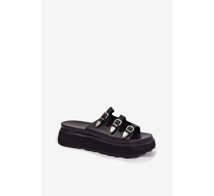 Dámské Klapky Na Platformě S Pásky Černé model 21698704 - Boto