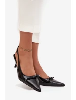 Lakované lodičky na s mašlí Černé model 21709656 - Boto