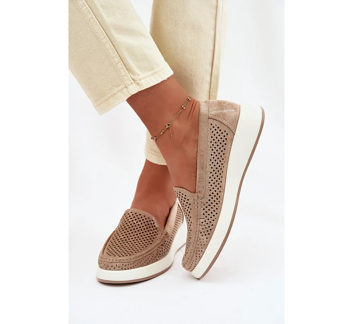 Dámské krajkové mokasíny model 22069474 zlaté - SERGIO LEONE