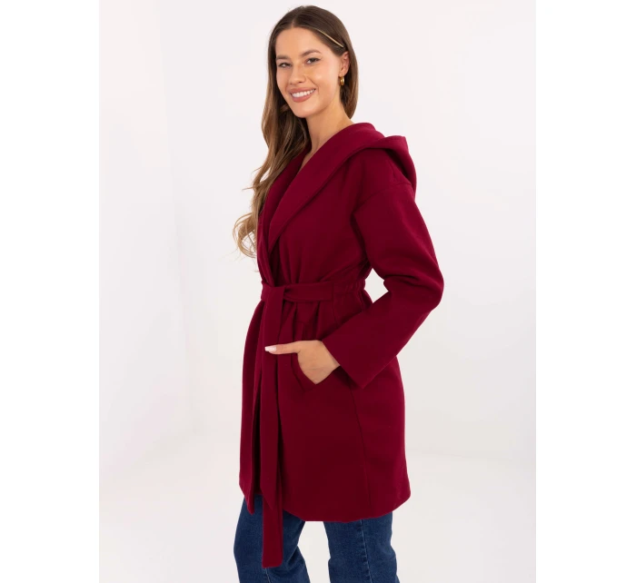 Płaszcz IT PL model 21320012 bordowy - FPrice Płaszcz IT PL model 21320012 bordowy - FPrice