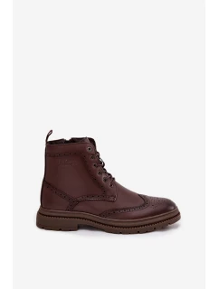 Pánské kožené kotníkové boty Lee Cooper – hnědé