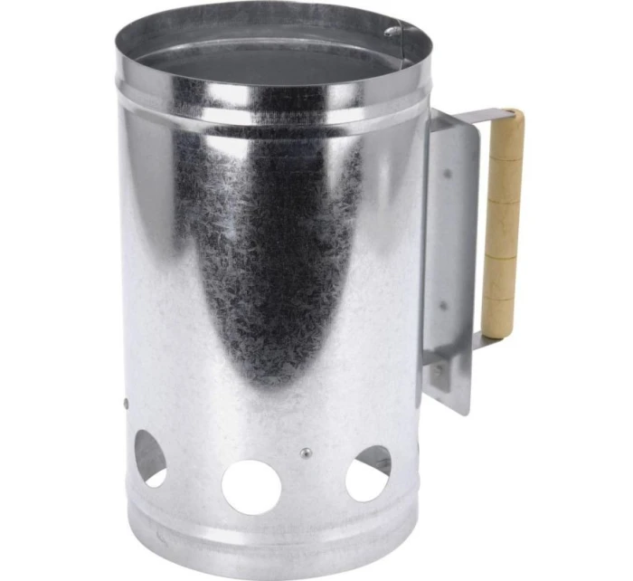 KOMÍNOVÝ PODPALOVAČ PRO GRILOVÁNÍ 27,5 CM VYSOKÝ S DŘEVĚNOU RUKOJETÍ