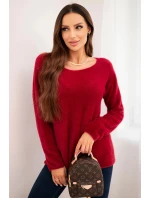 Dámský svetr z měkké pleteniny s kulatým výstřihem bordový Dámský svetr z měkké pleteniny s kulatým výstřihem bordový